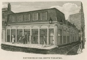 Extérieur du Théâtre Royal Olympic, Wych Street, près de Drury Lane, Londres - English School
