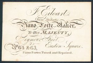 F Eiloart, fabricant de pianos, carte de visite - English School