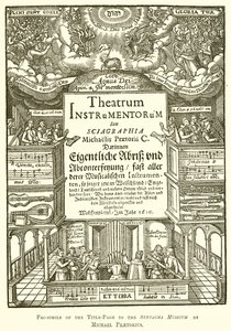 Fac-similé de la page de titre du Syntagma Musicum par Michael Praetorius