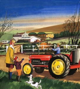 Agriculteur conduisant un tracteur - English School