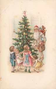 Père Noël portant un sac de jouets - English School