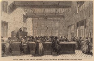 Employées de bureau au télégraphe électrique, Bell Alley, Moorgate Street - English School