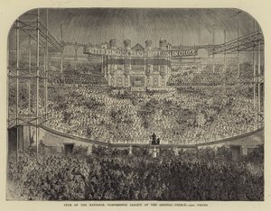 Fête de la Ligue nationale de tempérance au Crystal Palace, 5000 voix (gravure) - English School