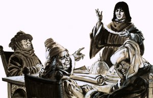 Filippo Brunelleschi parlant aux responsables de la ville à Florence