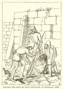 Découverte du corps du roi Théodore à Magdala, 1868