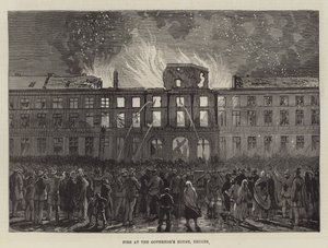 Incendie à la maison du gouverneur, Bruges (gravure) - English School