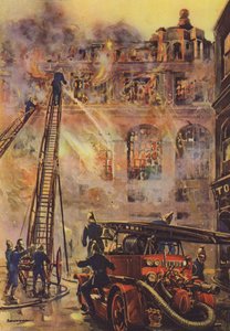 Pompiers combattant un incendie dans un grand hôtel - English School