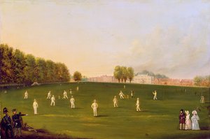 Premier Grand Match de cricket joué par les membres de la Royal Amateur Society sur Hampton Court Green, 3 août 1836