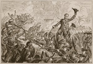 Défense de la redoute à Tanjore par Fletcher, illustration de Cassell