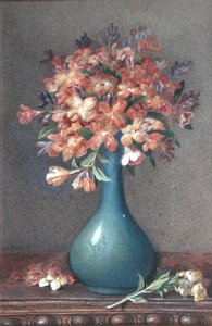 Fleurs dans un vase bleu, c.1870 - English School