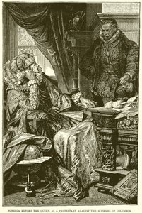 Fonseca devant la reine en tant que protestant contre les plans de Colomb - English School