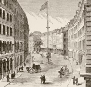 Rue Franklin, Boston, Massachusetts dans les années 1870 - English School