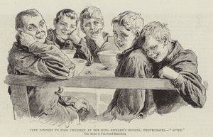 Repas gratuits pour les enfants pauvres à la mission du roi Edward, Whitechapel