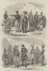 Troupes françaises pour la guerre (gravure) - English School