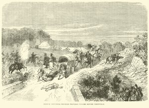 Les Français capturant des wagons de provisions prussiens avant Thionville, septembre 1870 - English School
