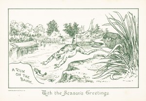Grenouille sautant dans la rivière, Carte de Noël - English School
