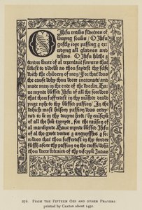 Des Quinze Oes et autres prières imprimées par Caxton vers 1491 (lithographie) - English School
