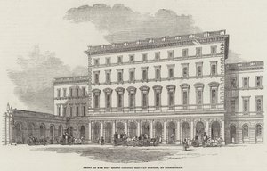 Façade de la nouvelle gare centrale, à Birmingham (gravure) - English School
