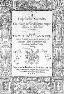 Frontispice de The Shepheardes Calender par Esmond Spenser, publié en 1586