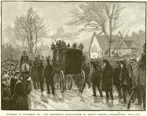 Funérailles de Napoléon III : La procession approchant la chapelle Sainte-Marie, Chislehurst - English School