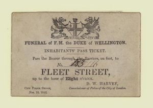 Funérailles du Duc de Wellington, billet de passage des habitants - English School