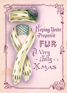 Chapeau et écharpe en fourrure, carte de Noël