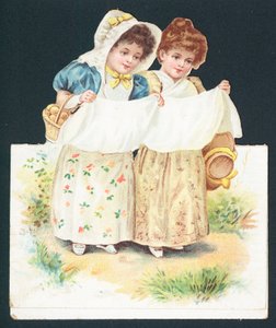 Filles ramassant des œufs - English School