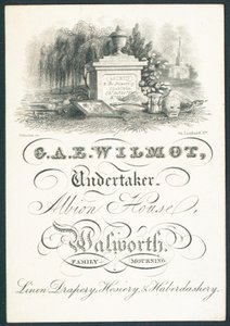 G A E Wilmot, entrepreneur de pompes funèbres, carte de visite - English School