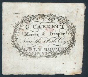 G Carkett, mercier et drapier, carte de visite - English School
