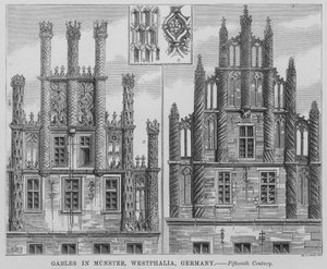 Pignons à Munster, Westphalie, Allemagne (gravure) - English School