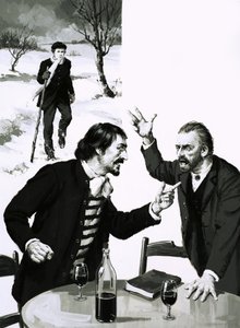 Gauguin et Van Gogh se disputant - English School
