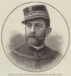 Général Boulanger, élu pour le département de la Seine, Paris (gravure) - English School