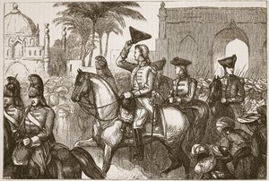 Le général Goddard entrant à Surat, illustration de Cassell