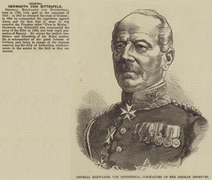 Général Herwarth von Bittenfeld, commandant des réserves allemandes (gravure) - English School