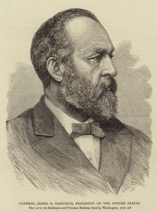 Général James A Garfield, président des États-Unis (gravure) - English School