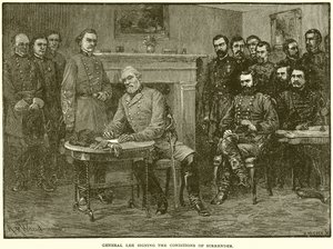 Le général Lee signant les conditions de reddition - English School