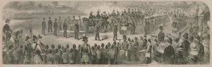 Vue générale de la scène à Hyde Park lors de la distribution de la Croix de Victoria - English School