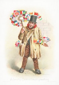 Gentleman avec drapeaux, Carte de Noël - English School
