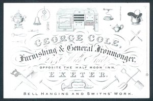 George Cole, quincaillier et ferblantier, carte de visite - English School