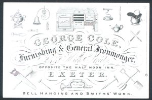 George Cole, quincaillier et ferblantier, carte de visite - English School
