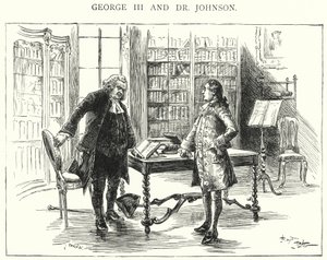 George III et Dr Johnson (gravure) - English School