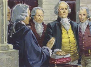 George Washington prêtant serment en tant que premier président de l
