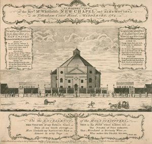 Nouvelle chapelle et maisons de charité de George Whitefield à Tottenham Court Road, Londres, 1764 - English School