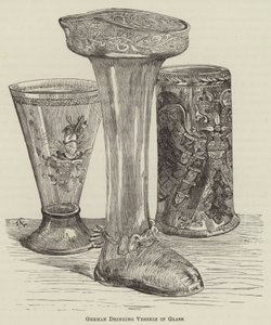 Vases à boire allemands en verre (gravure)