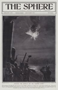 Zeppelin allemand abattu en flammes au large de la côte de Norfolk, Première Guerre mondiale, 28 novembre 1916 - English School