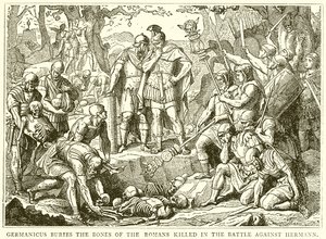 Germanicus enterre les os des Romains tués dans la bataille contre Hermann