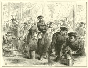 Les Allemands distribuant de la nourriture, janvier 1871 - English School
