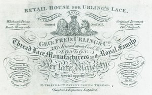 George Fred Urling & Co, fabricant de dentelle, carte de visite - English School