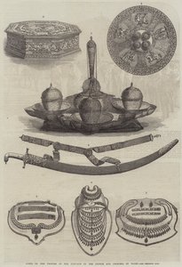 Cadeaux des princes du Pendjab au prince et à la princesse de Galles (gravure) - English School