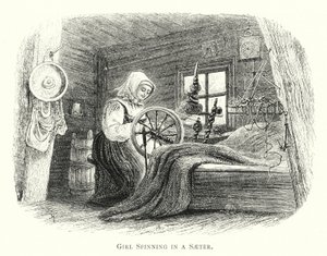 Fille filant dans un saeter - English School